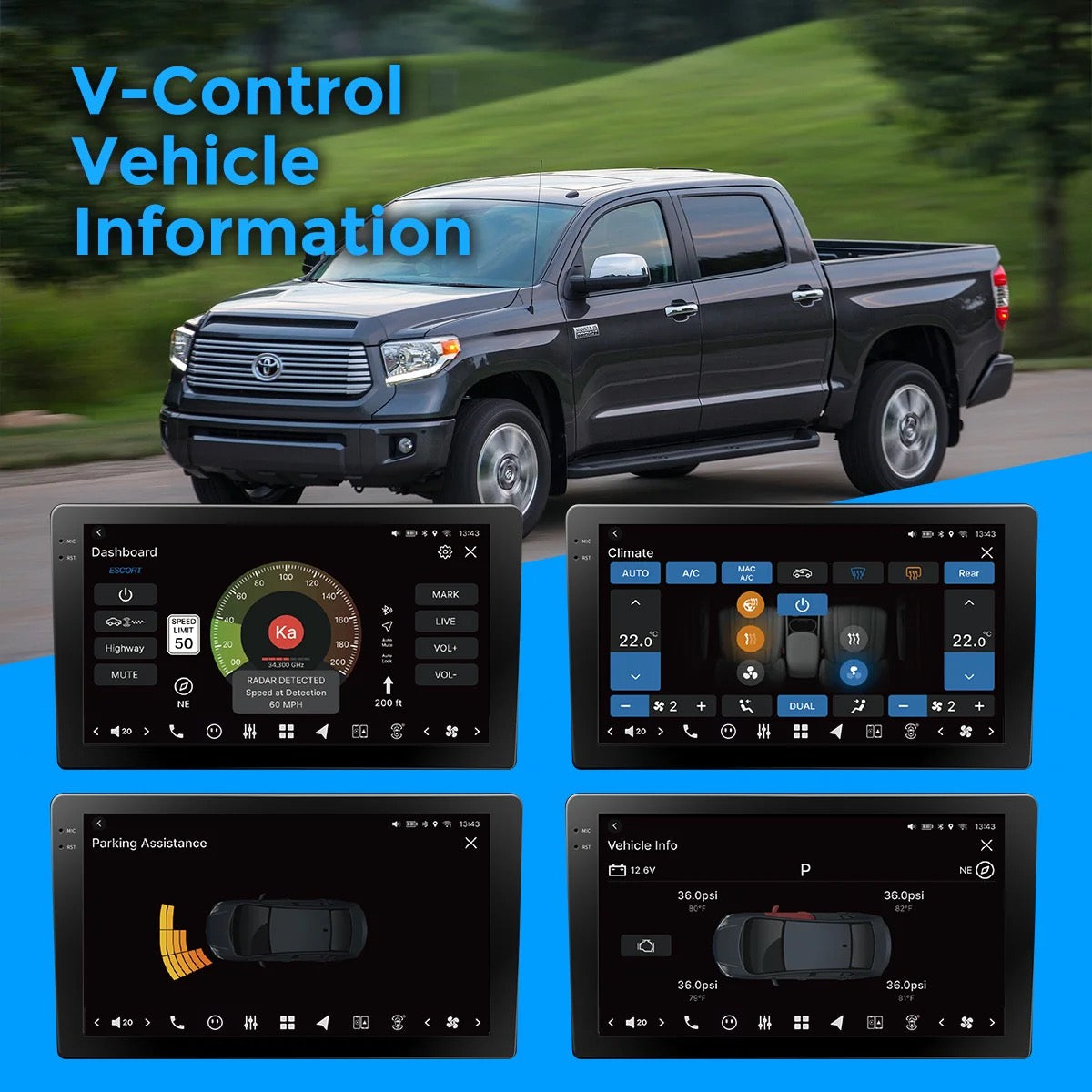 Vinland V13TU209N | VISION 9" Custom-Fit Car Stereo for Toyota Tundra 2014-2021