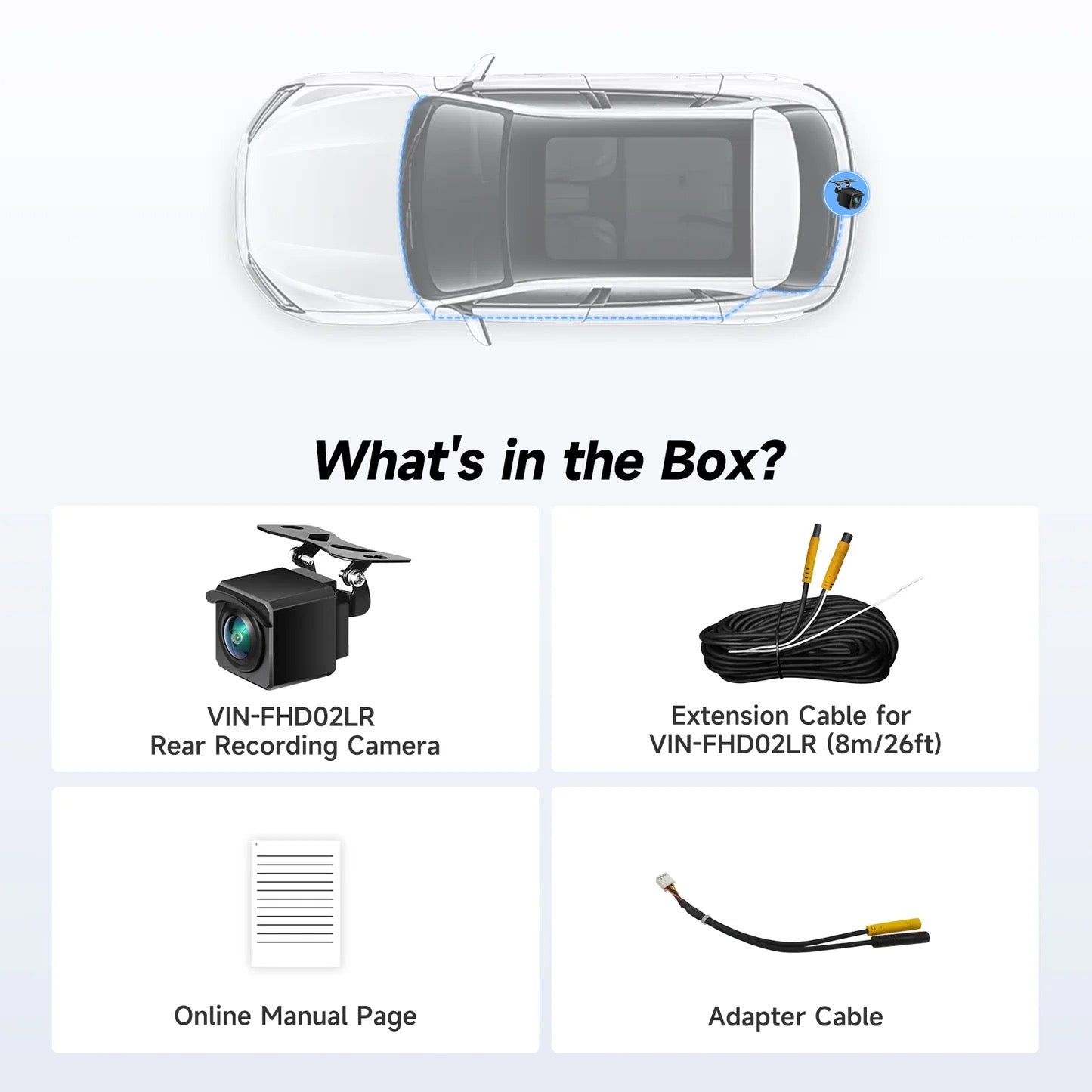 Vinland VIN-FHD02LR Rear Recording Camera FHD 1080P Real-Time Recording